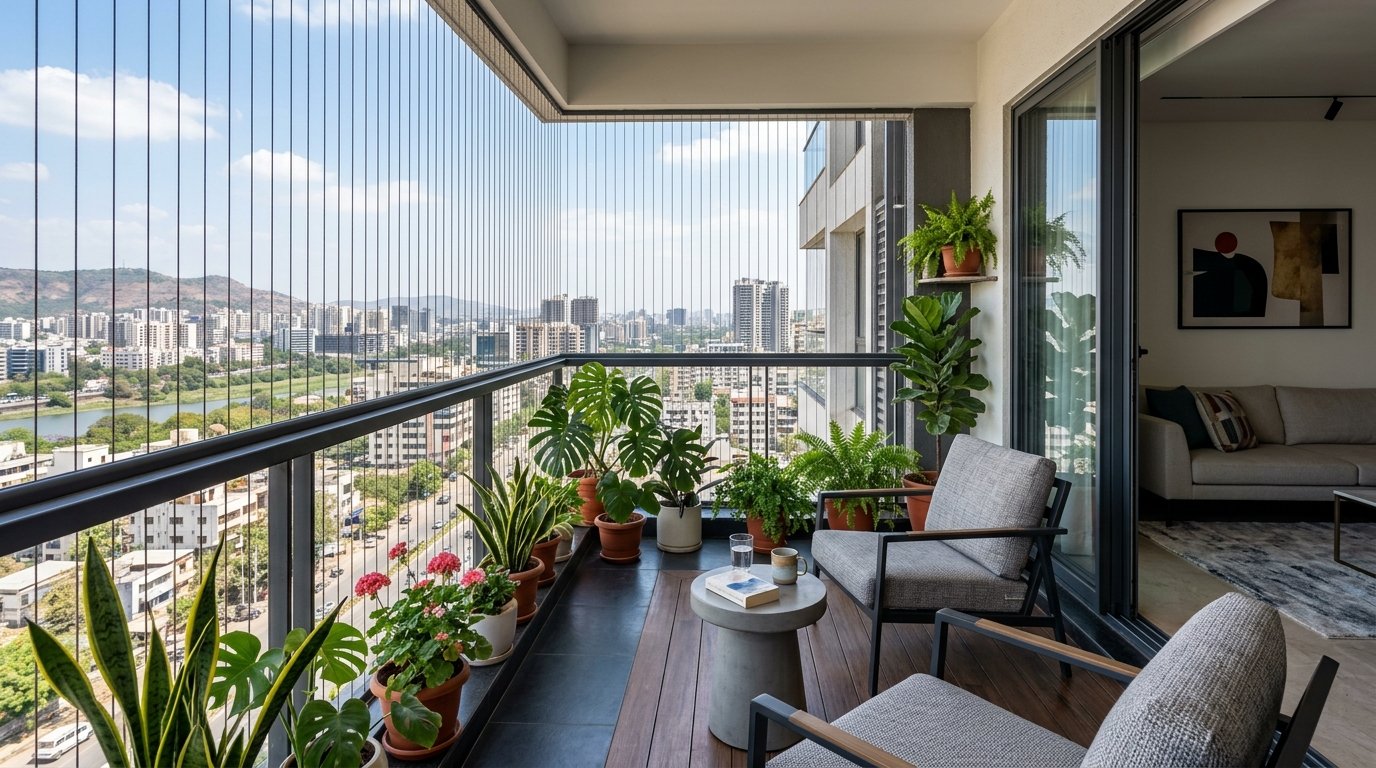 Invisible Grills in Pune luxury apartment
